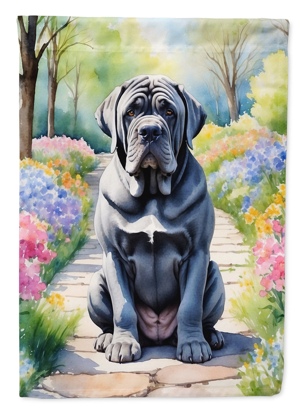 Neapolitan Mastiff Spring Path Garden Flag Mailbox Decorative Yard Banner Outside Patio Artwork for Flower Beds, Garden Size, Multicolor