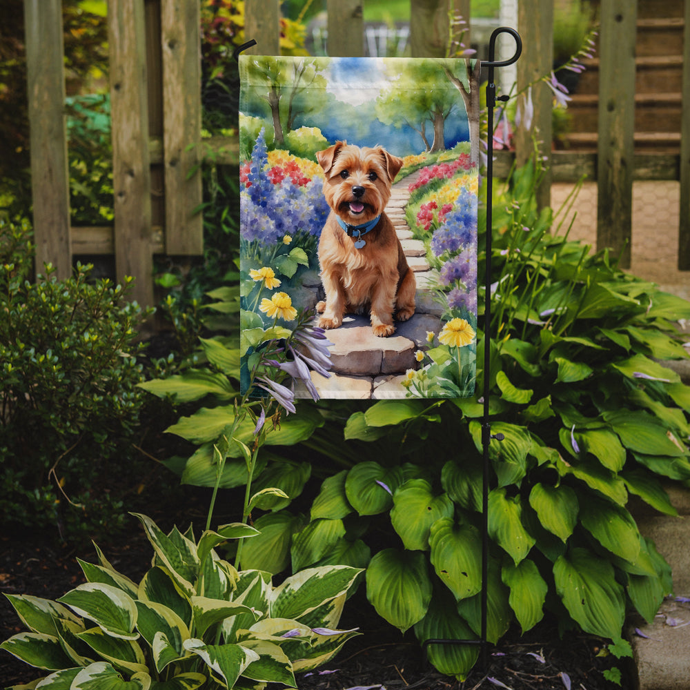 Norfolk Terrier Spring Path Garden Flag Mailbox Decorative Yard Banner Outside Patio Artwork for Flower Beds, Garden Size, Multicolor