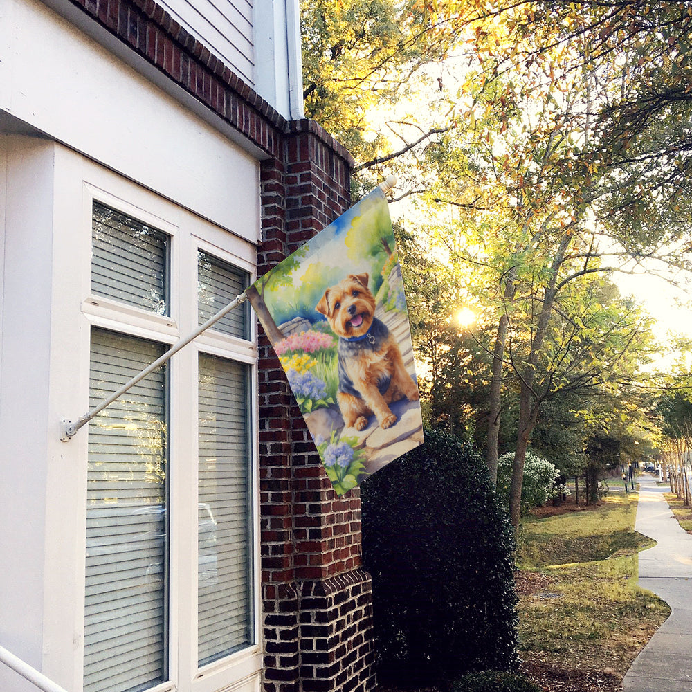 Norfolk Terrier Spring Path House Flag 28x40 Porch Sleeve Pole Decorative Outside Yard Banner Artwork Wall Hanging, Polyester