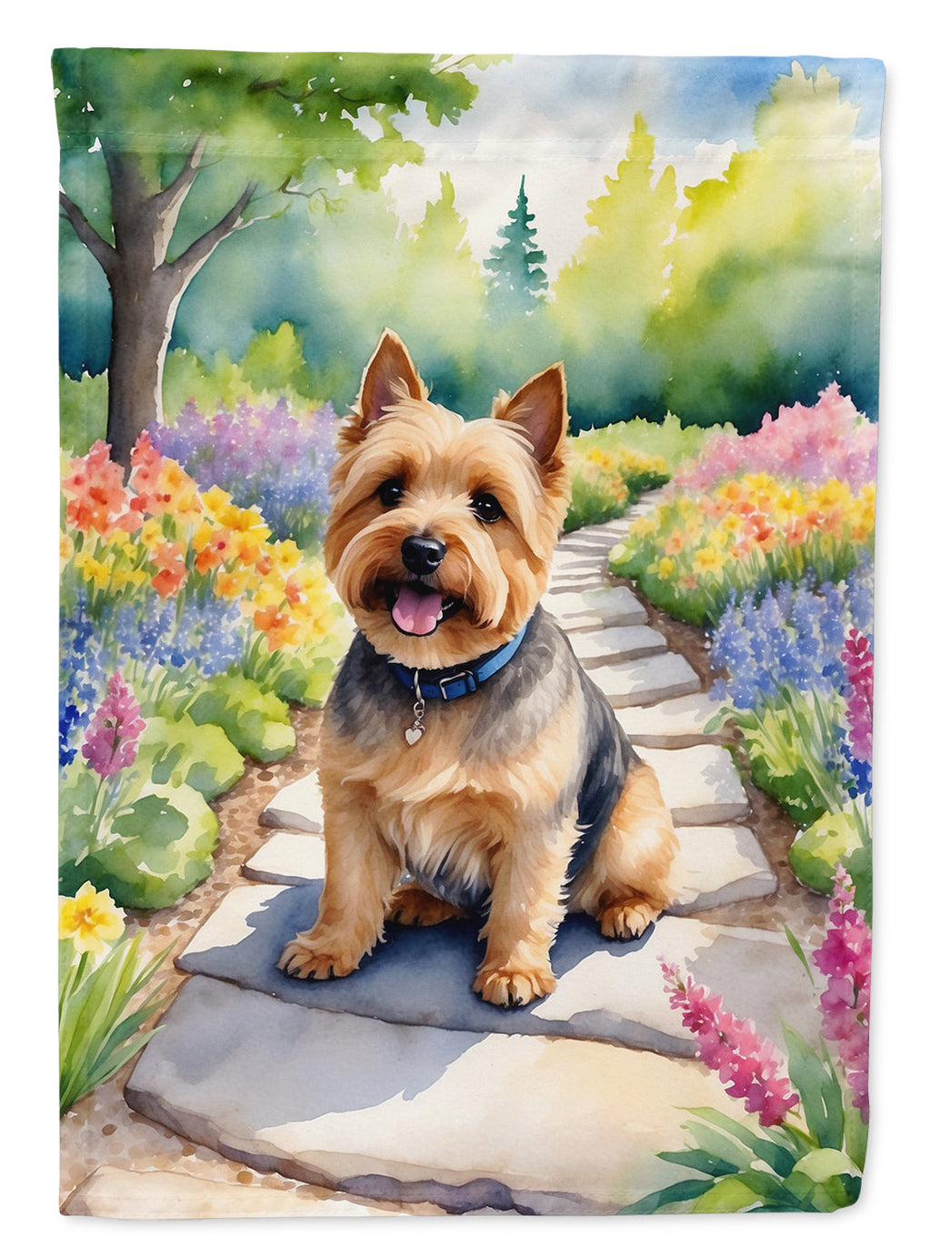 Norwich Terrier Spring Path Garden Flag Mailbox Decorative Yard Banner Outside Patio Artwork for Flower Beds, Garden Size, Multicolor