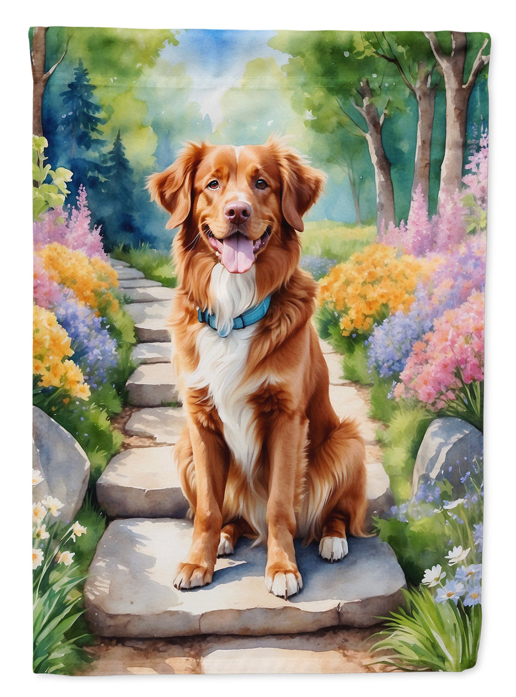 Nova Scotia Duck Tolling Retriever Spring Path Garden Flag Mailbox Decorative Yard Banner Outside Patio Artwork for Flower Beds, Garden Size, Multicolor