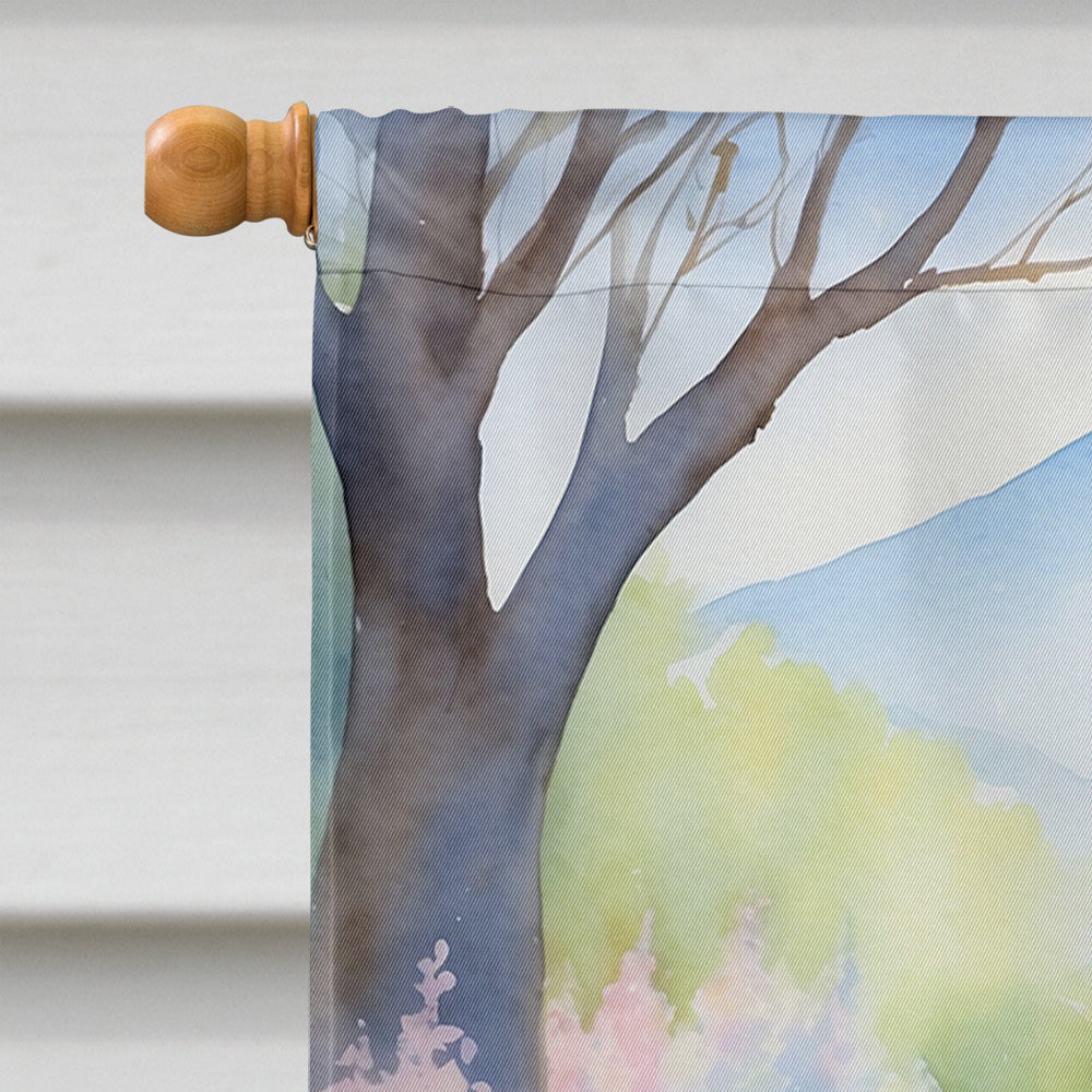 Otterhound Spring Path House Flag 28x40 Porch Sleeve Pole Decorative Outside Yard Banner Artwork Wall Hanging, Polyester