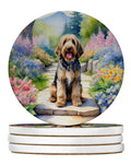 Otterhound Spring Path Large Sandstone Coasters Pack of 4 Absorbent Round Coasters Decor Gifts for Men or Women, 4 in, Multicolor