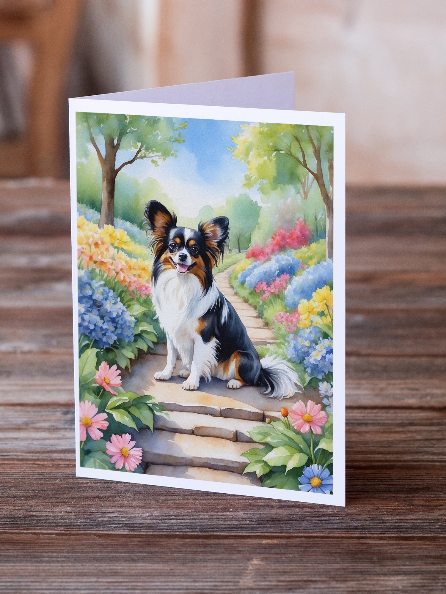 Papillon Spring Path Greeting Cards Pack of 8 Blank Cards with Envelopes Whimsical A7 Size 5x7