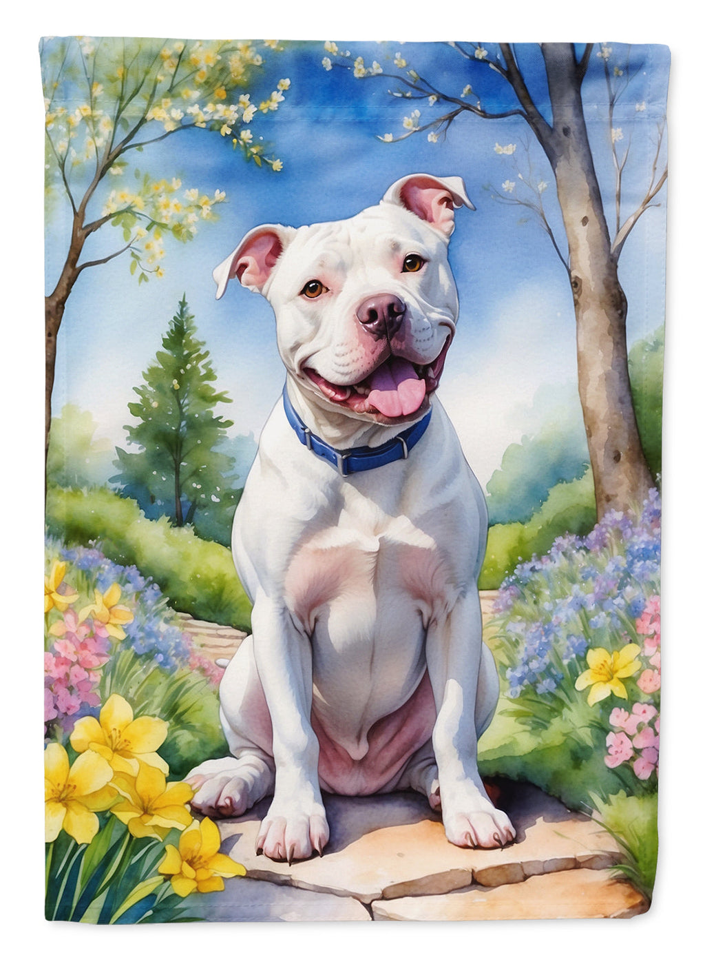 Pit Bull Terrier Spring Path Garden Flag Mailbox Decorative Yard Banner Outside Patio Artwork for Flower Beds, Garden Size, Multicolor