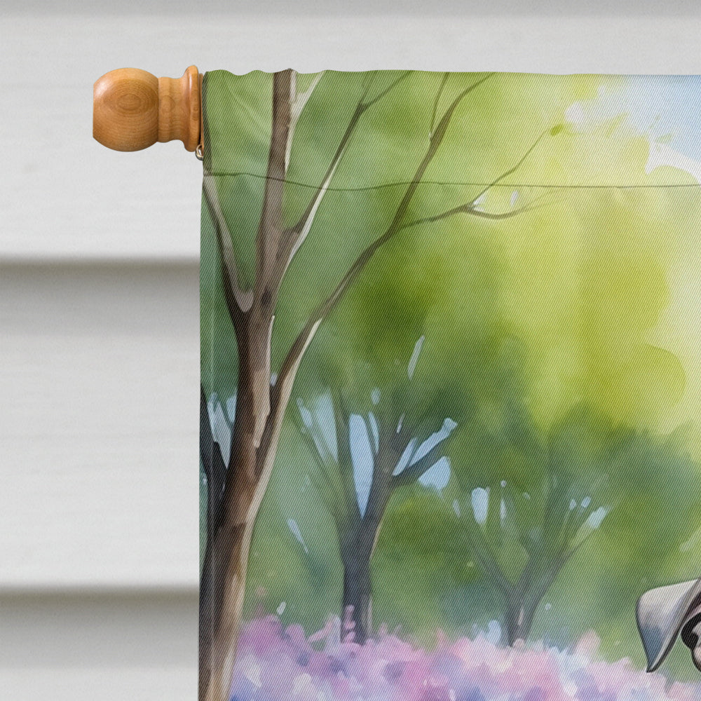Pit Bull Terrier Spring Path House Flag 28x40 Porch Sleeve Pole Decorative Outside Yard Banner Artwork Wall Hanging, Polyester