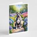 Pit Bull Terrier Spring Path Greeting Cards Pack of 8 Blank Cards with Envelopes Whimsical A7 Size 5x7