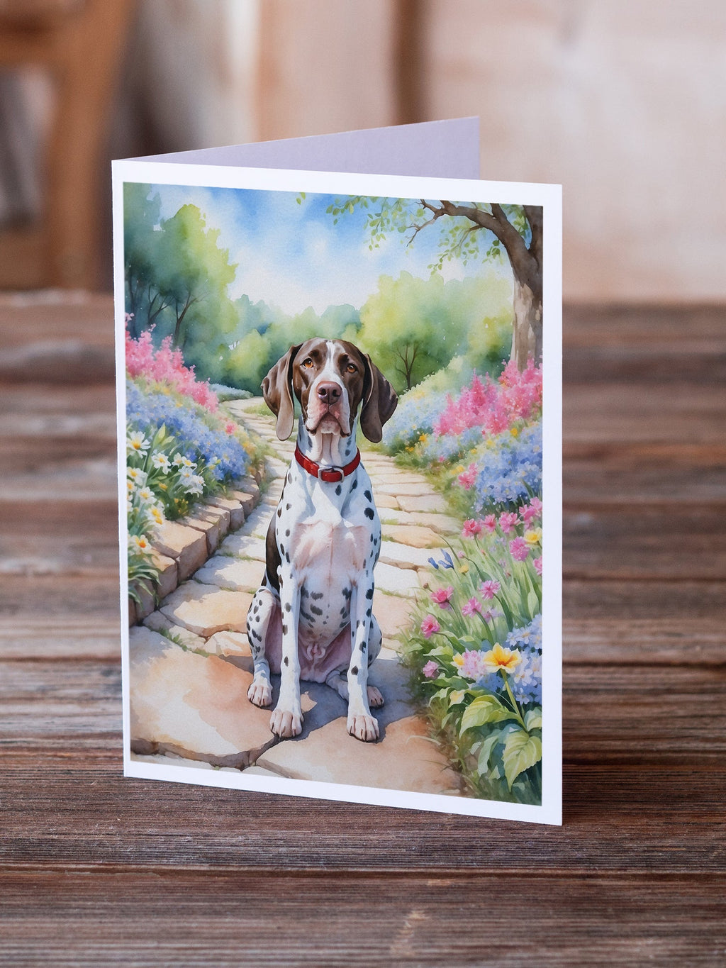 Pointer Spring Path Greeting Cards Pack of 8 Blank Cards with Envelopes Whimsical A7 Size 5x7