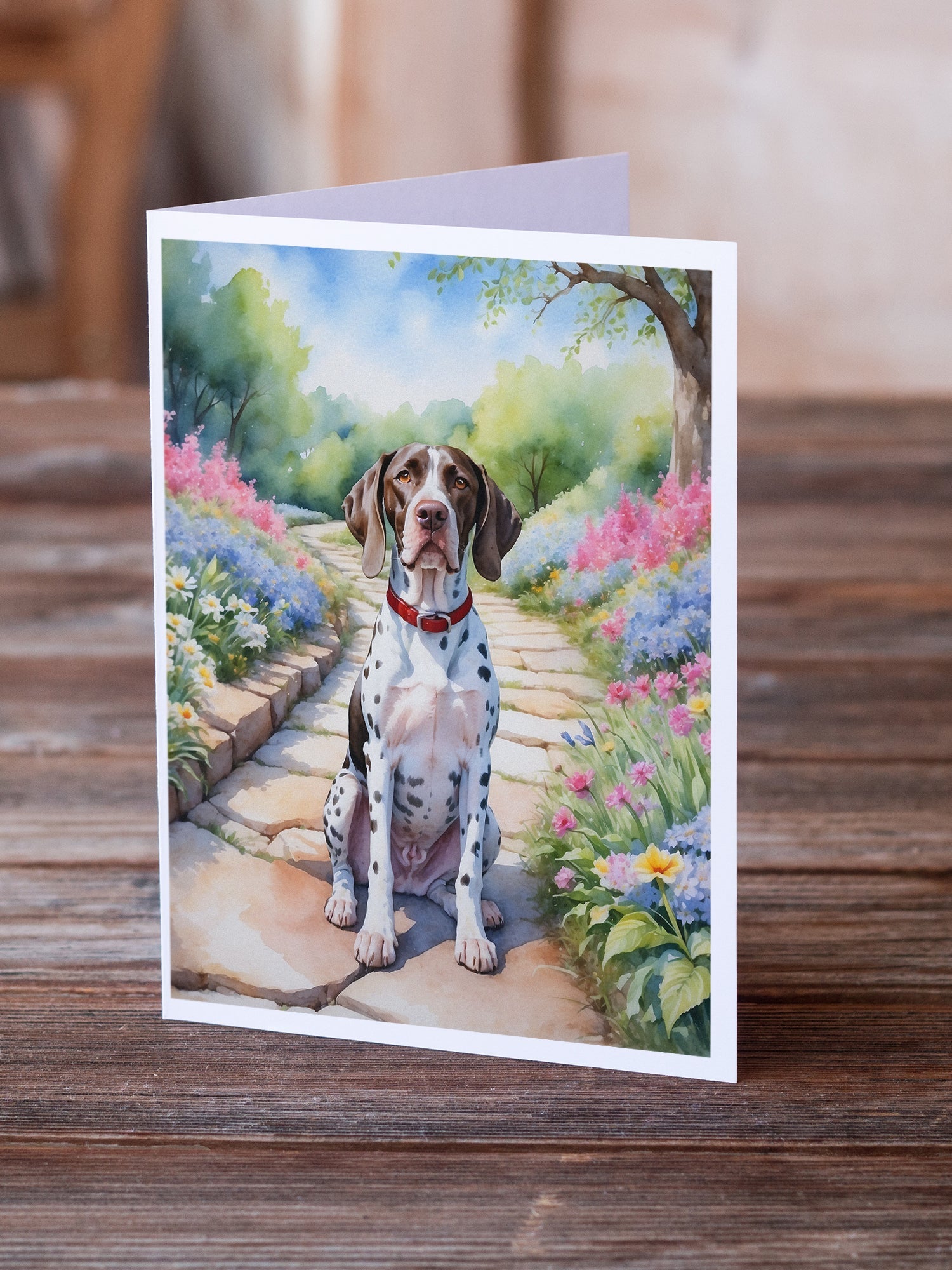 Pointer Spring Path Greeting Cards Pack of 8 Blank Cards with Envelopes Whimsical A7 Size 5x7