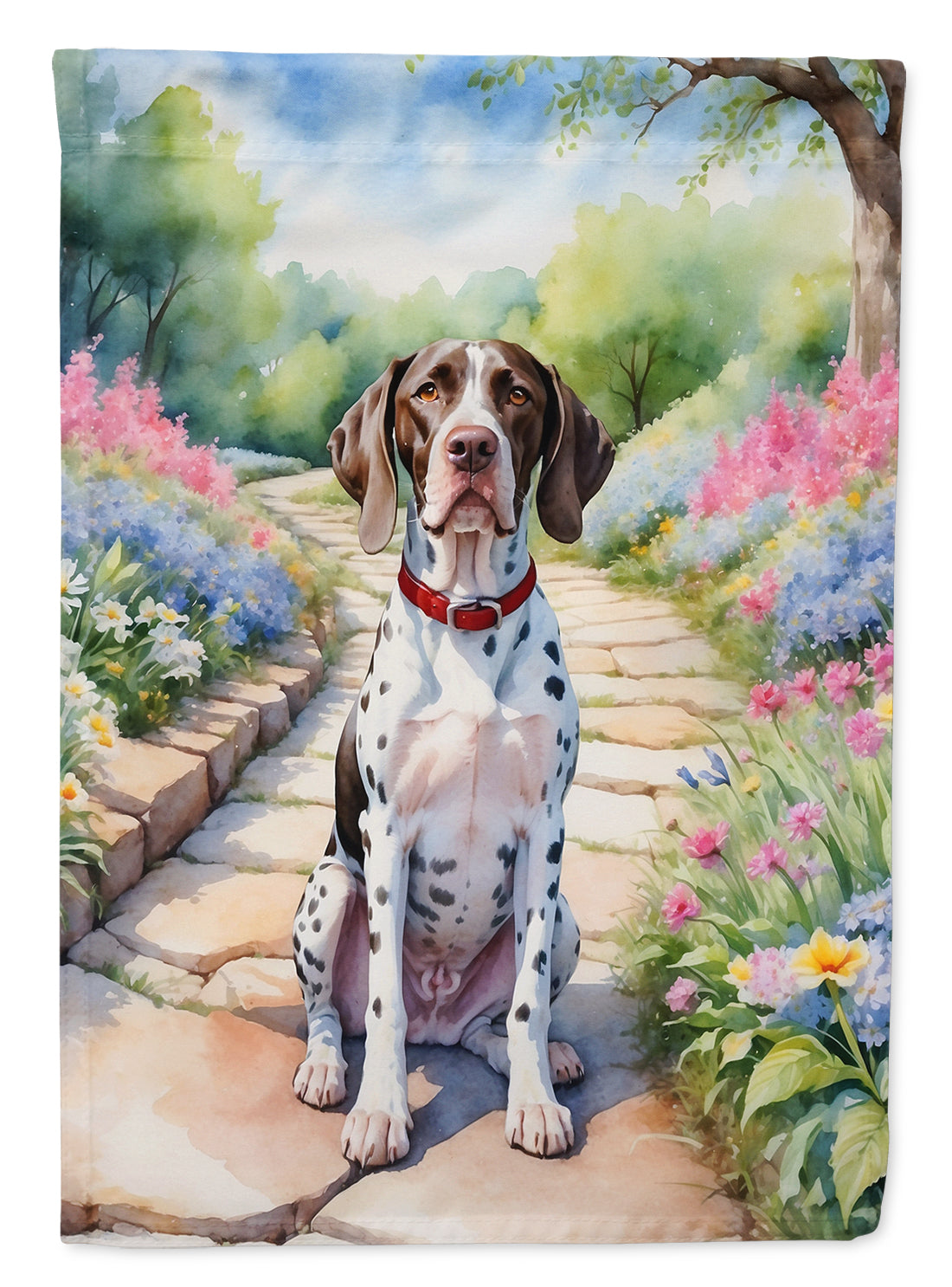 Pointer Spring Path Garden Flag Mailbox Decorative Yard Banner Outside Patio Artwork for Flower Beds, Garden Size, Multicolor