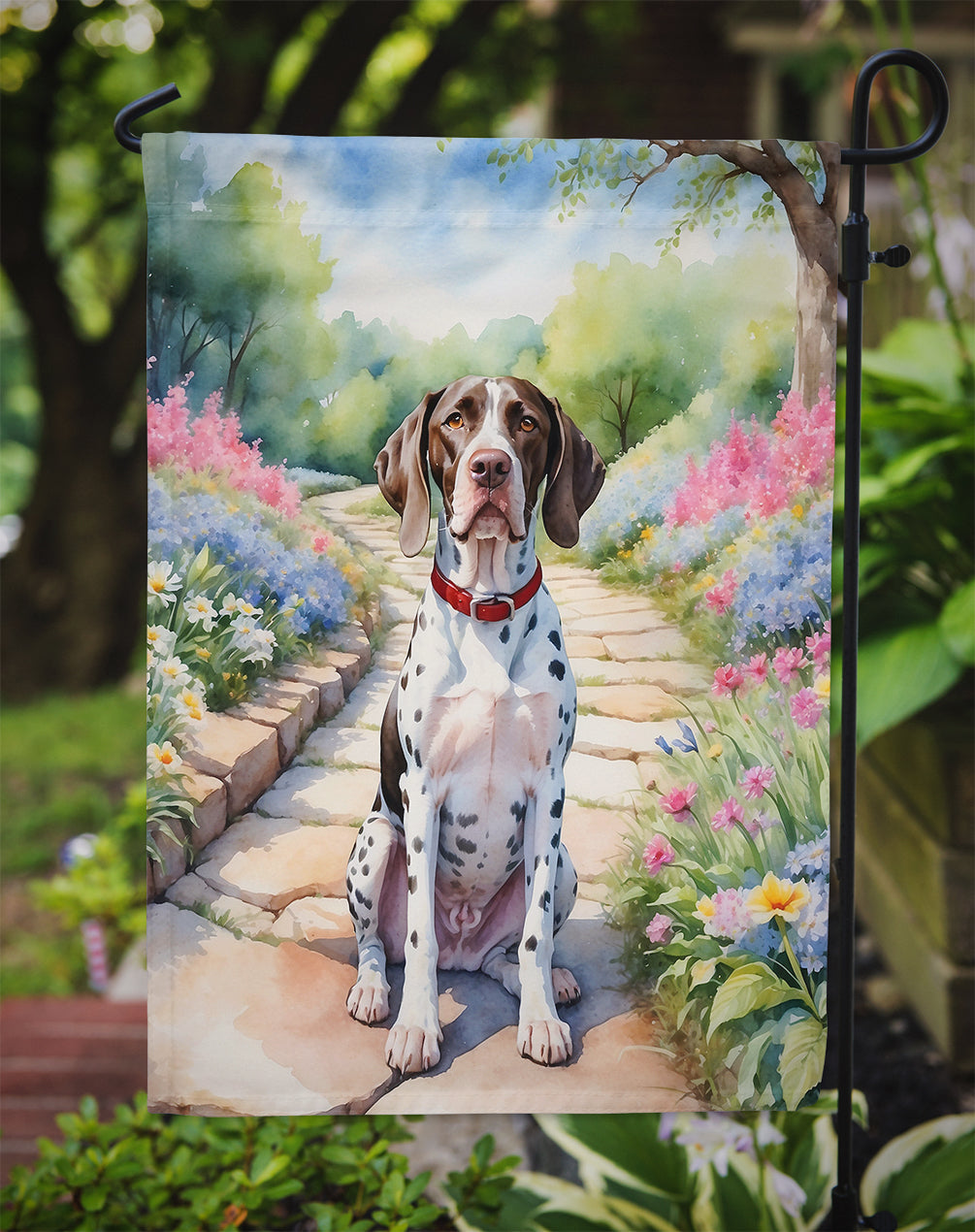 Pointer Spring Path Garden Flag Mailbox Decorative Yard Banner Outside Patio Artwork for Flower Beds, Garden Size, Multicolor