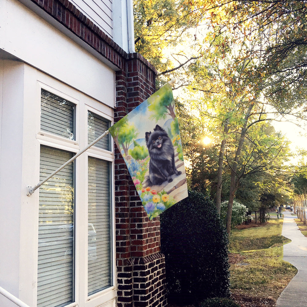 Pomeranian Spring Path House Flag 28x40 Porch Sleeve Pole Decorative Outside Yard Banner Artwork Wall Hanging, Polyester