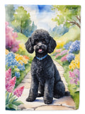Black Poodle Spring Path Garden Flag Mailbox Decorative Yard Banner Outside Patio Artwork for Flower Beds, Garden Size, Multicolor