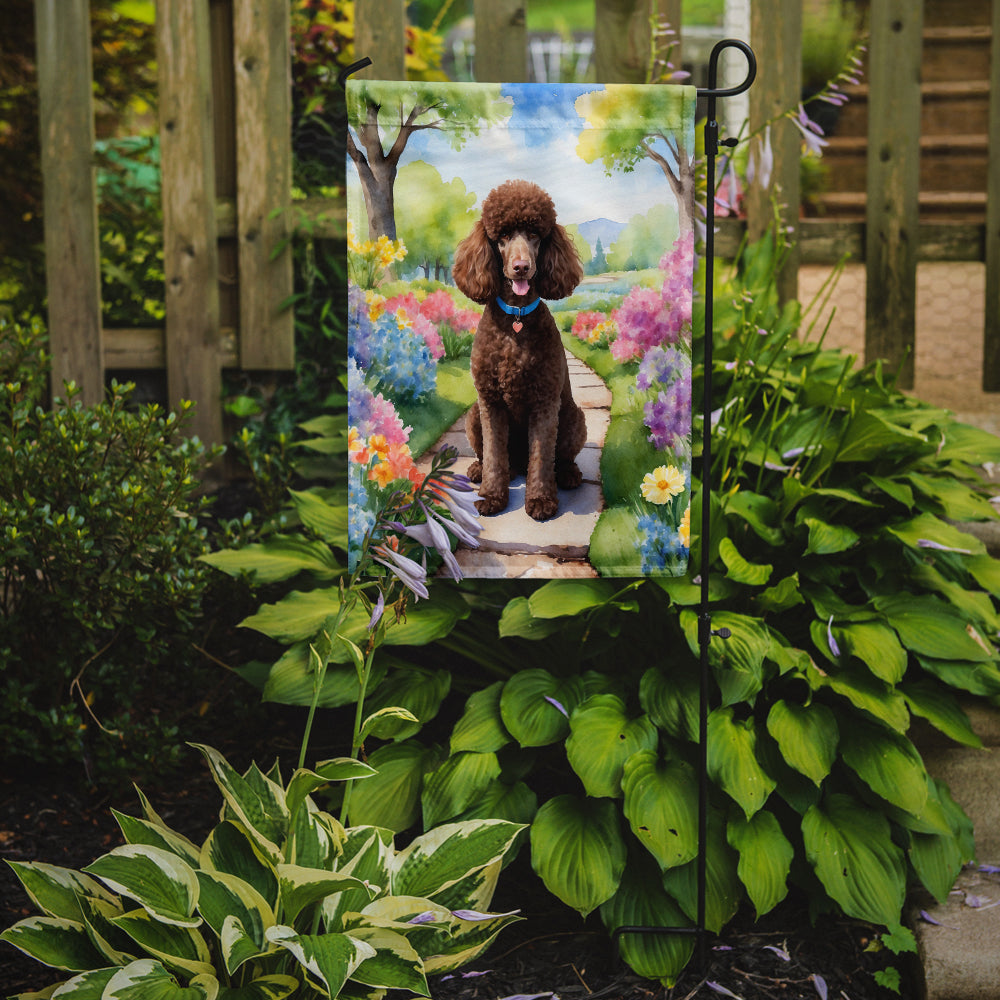 Chocolate Poodle Spring Path Garden Flag Mailbox Decorative Yard Banner Outside Patio Artwork for Flower Beds, Garden Size, Multicolor