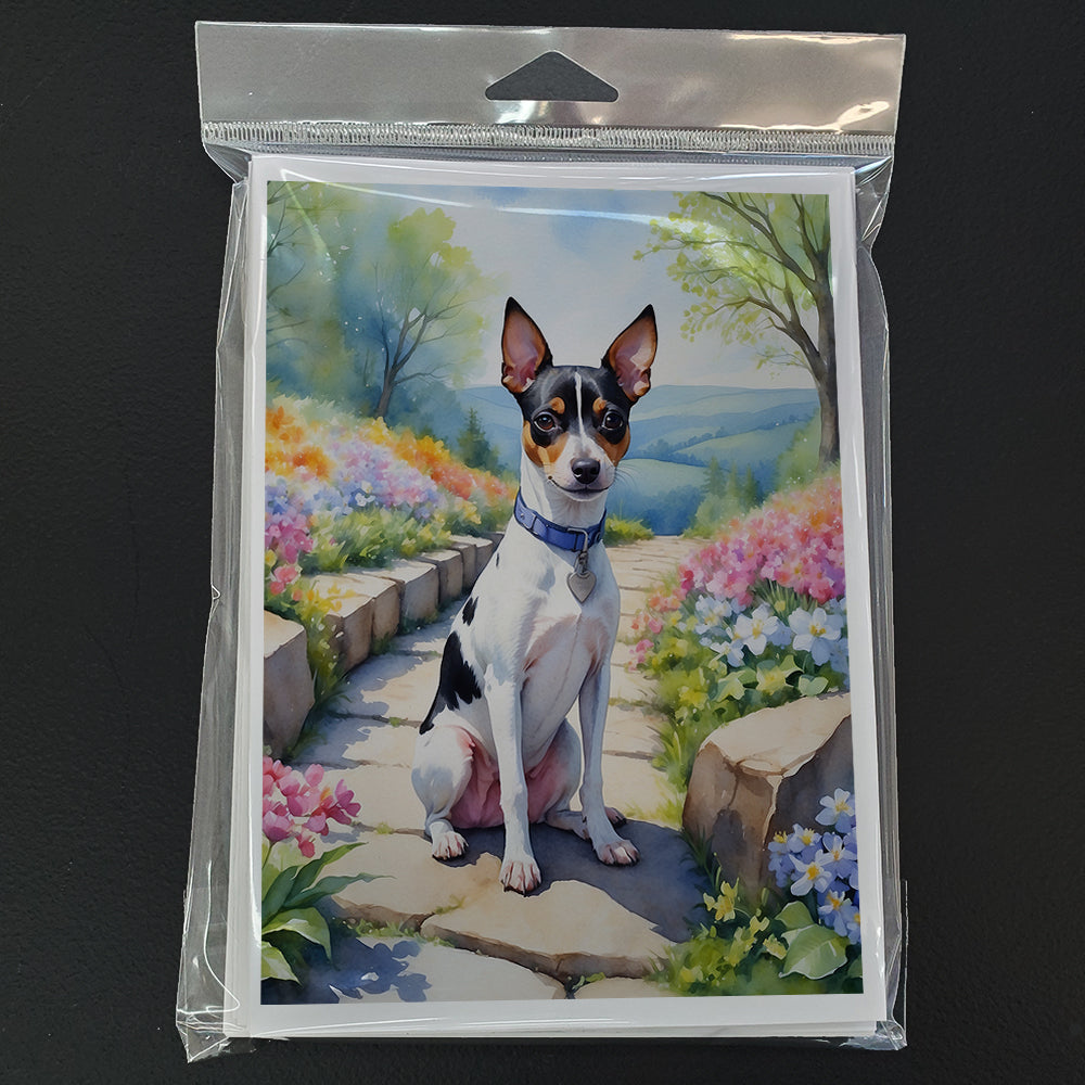 Rat Terrier Spring Path Greeting Cards Pack of 8 Blank Cards with Envelopes Whimsical A7 Size 5x7