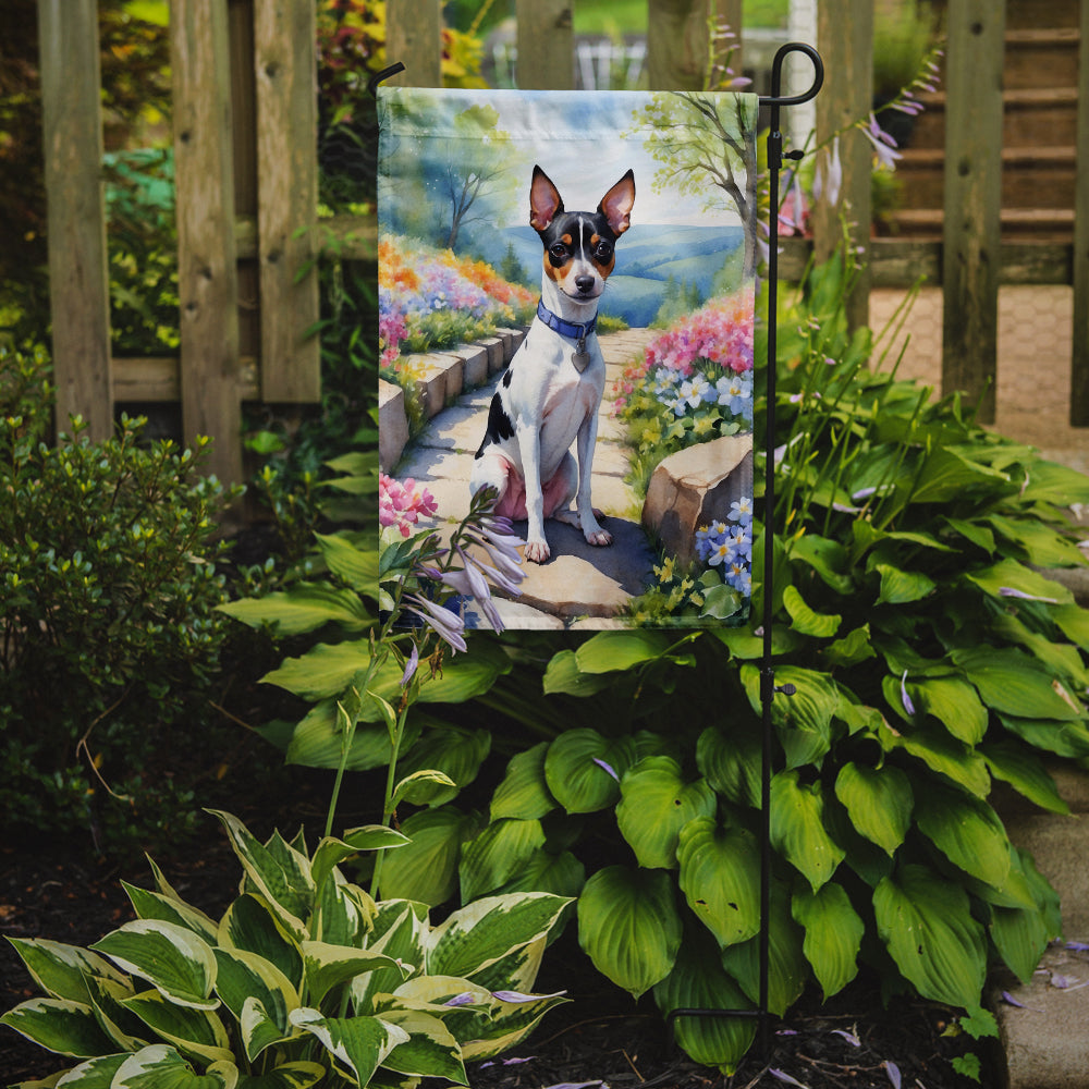Rat Terrier Spring Path Garden Flag Mailbox Decorative Yard Banner Outside Patio Artwork for Flower Beds, Garden Size, Multicolor