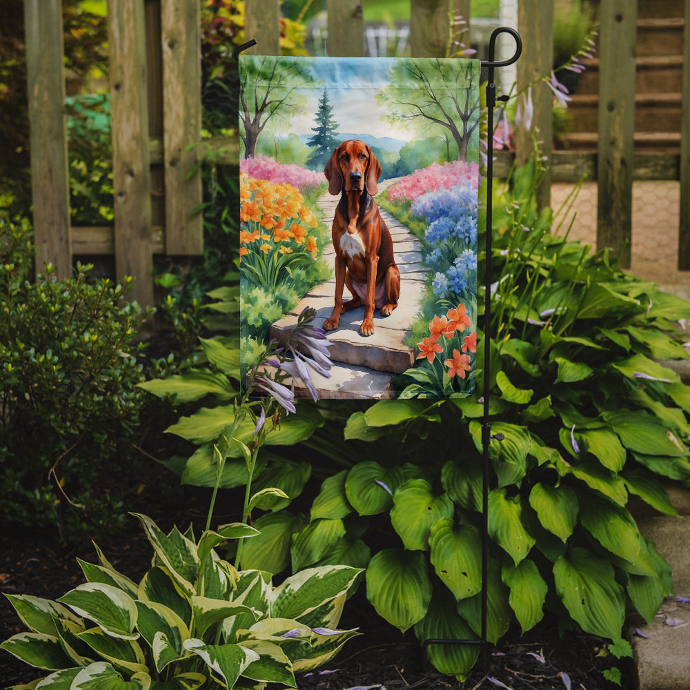 Redbone Coonhound Spring Path Garden Flag Mailbox Decorative Yard Banner Outside Patio Artwork for Flower Beds, Garden Size, Multicolor