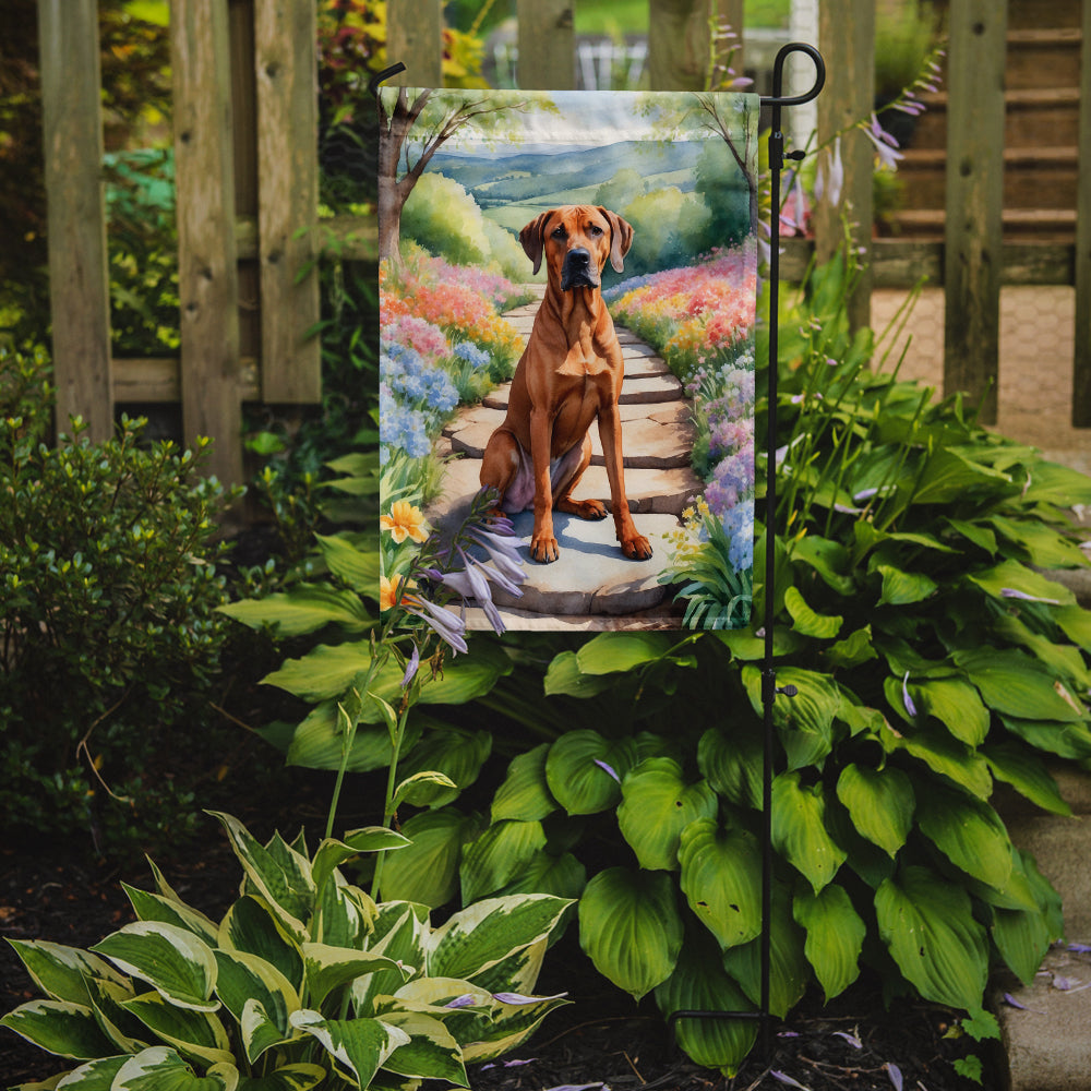 Rhodesian Ridgeback Spring Path Garden Flag Mailbox Decorative Yard Banner Outside Patio Artwork for Flower Beds, Garden Size, Multicolor