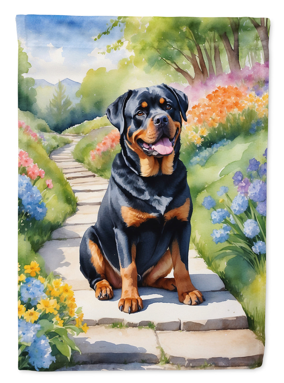 Rottweiler Spring Path Garden Flag Mailbox Decorative Yard Banner Outside Patio Artwork for Flower Beds, Garden Size, Multicolor