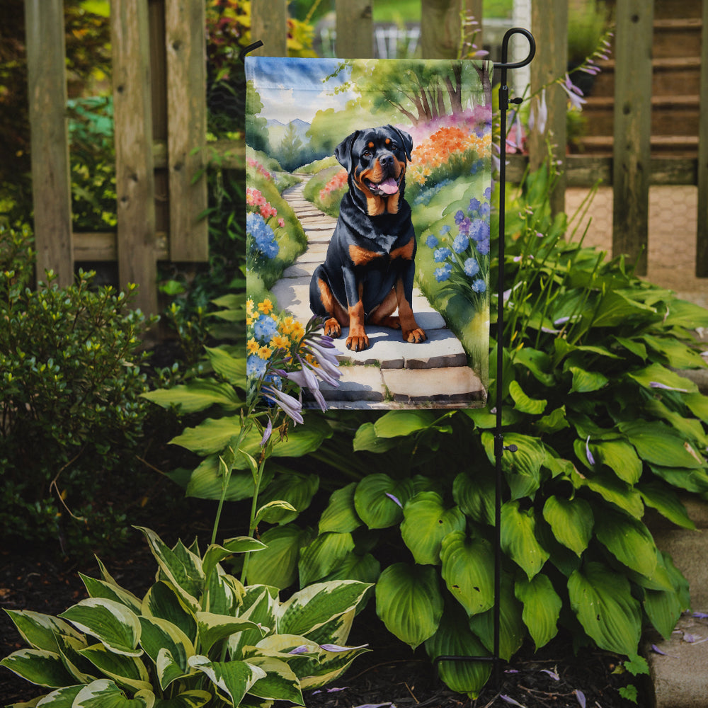 Rottweiler Spring Path Garden Flag Mailbox Decorative Yard Banner Outside Patio Artwork for Flower Beds, Garden Size, Multicolor