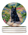 Schipperke Spring Path Large Sandstone Coasters Pack of 4 Absorbent Round Coasters Decor Gifts for Men or Women, 4 in, Multicolor