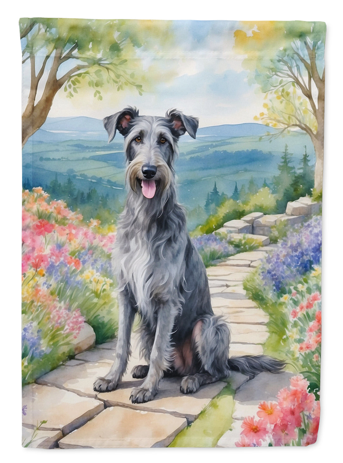 Scottish Deerhound Spring Path Garden Flag Mailbox Decorative Yard Banner Outside Patio Artwork for Flower Beds, Garden Size, Multicolor