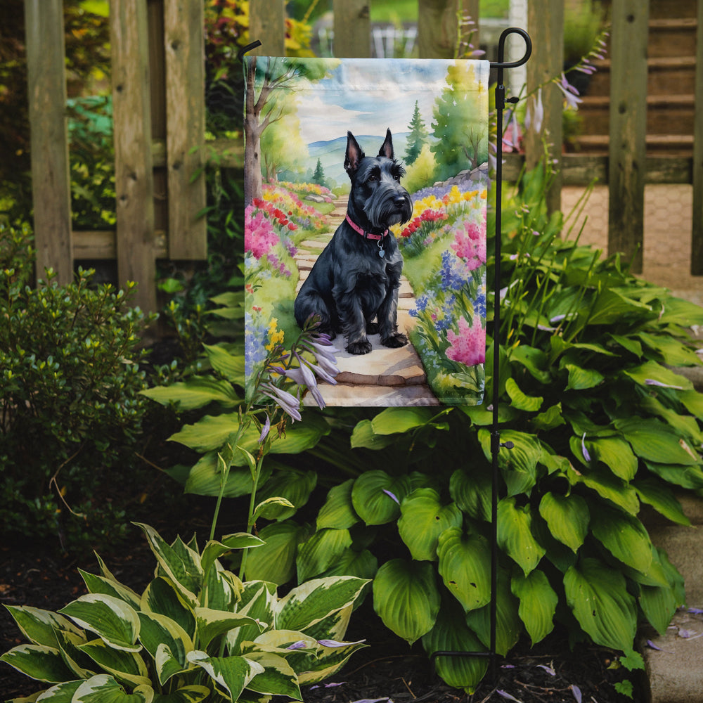Scottish Terrier Spring Path Garden Flag Mailbox Decorative Yard Banner Outside Patio Artwork for Flower Beds, Garden Size, Multicolor