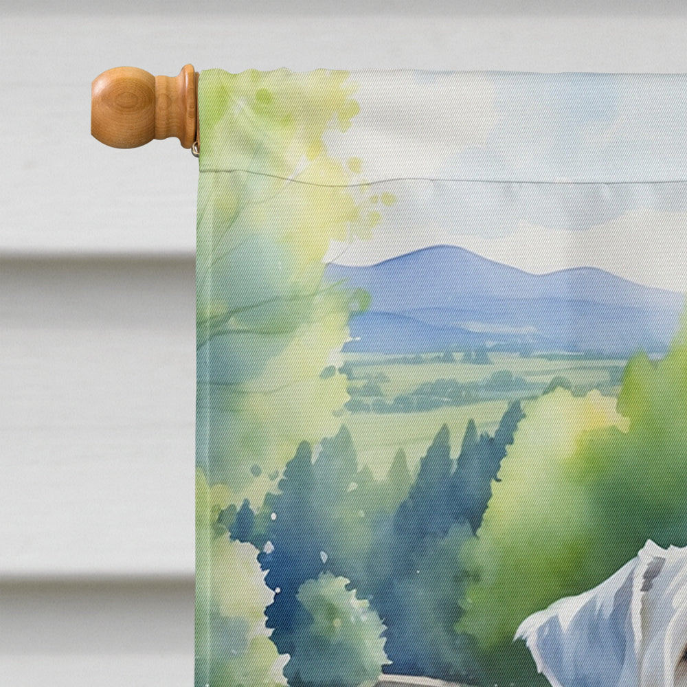Sealyham Terrier Spring Path House Flag 28x40 Porch Sleeve Pole Decorative Outside Yard Banner Artwork Wall Hanging, Polyester