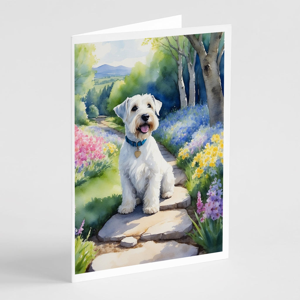 Sealyham Terrier Spring Path Greeting Cards Pack of 8 Blank Cards with Envelopes Whimsical A7 Size 5x7