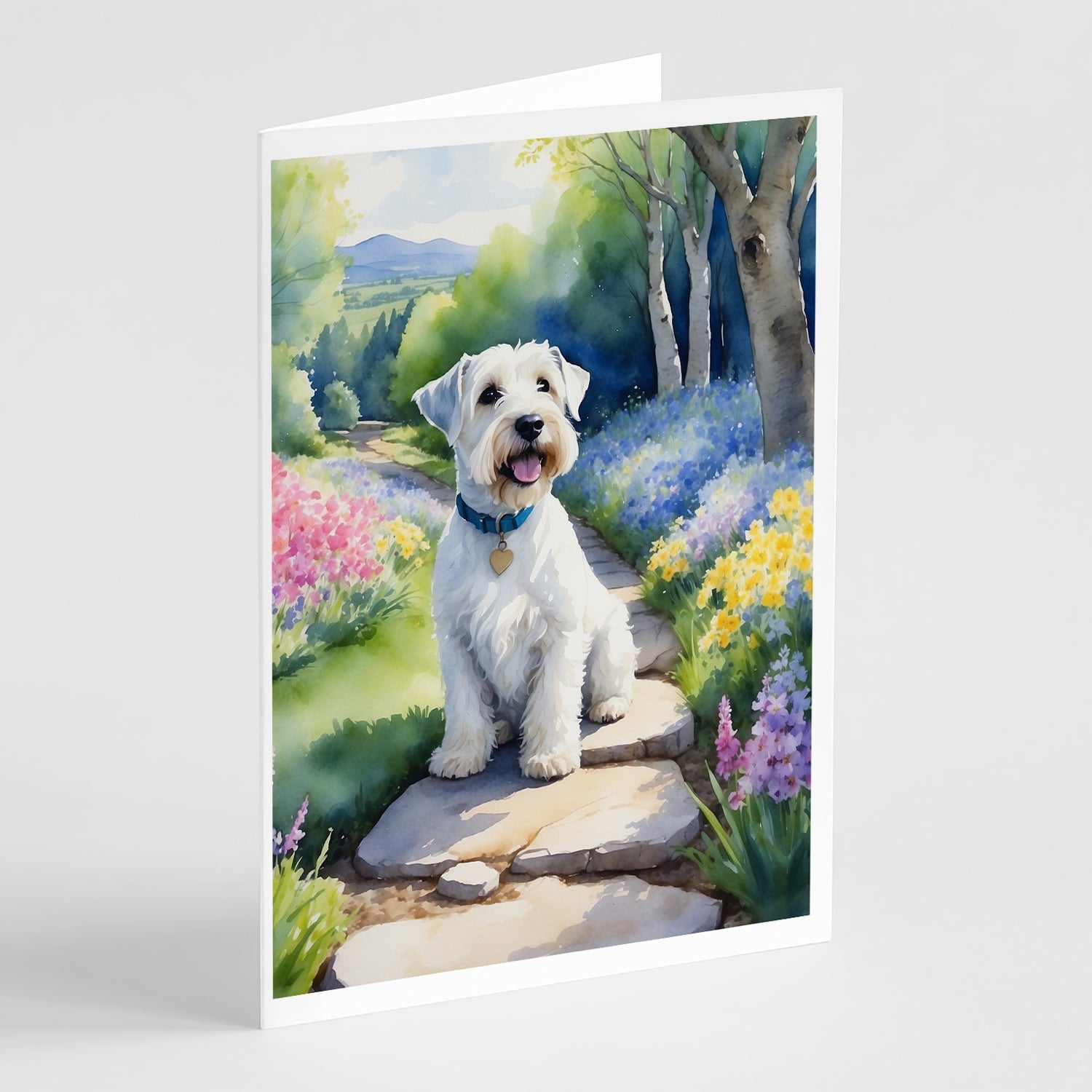 Sealyham Terrier Spring Path Greeting Cards Pack of 8 Blank Cards with Envelopes Whimsical A7 Size 5x7