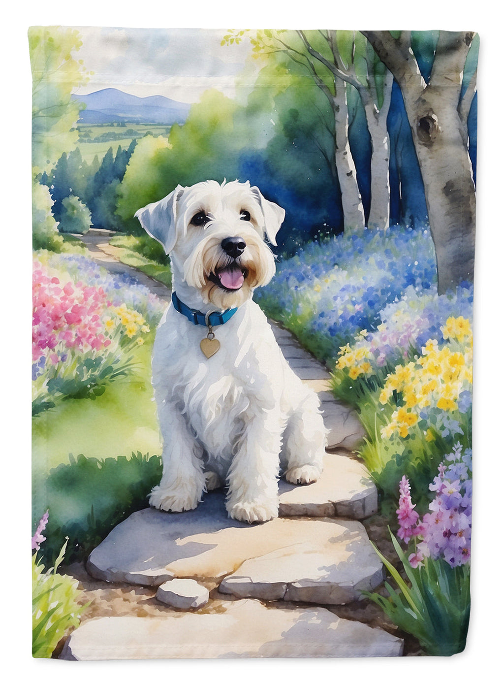 Sealyham Terrier Spring Path Garden Flag Mailbox Decorative Yard Banner Outside Patio Artwork for Flower Beds, Garden Size, Multicolor