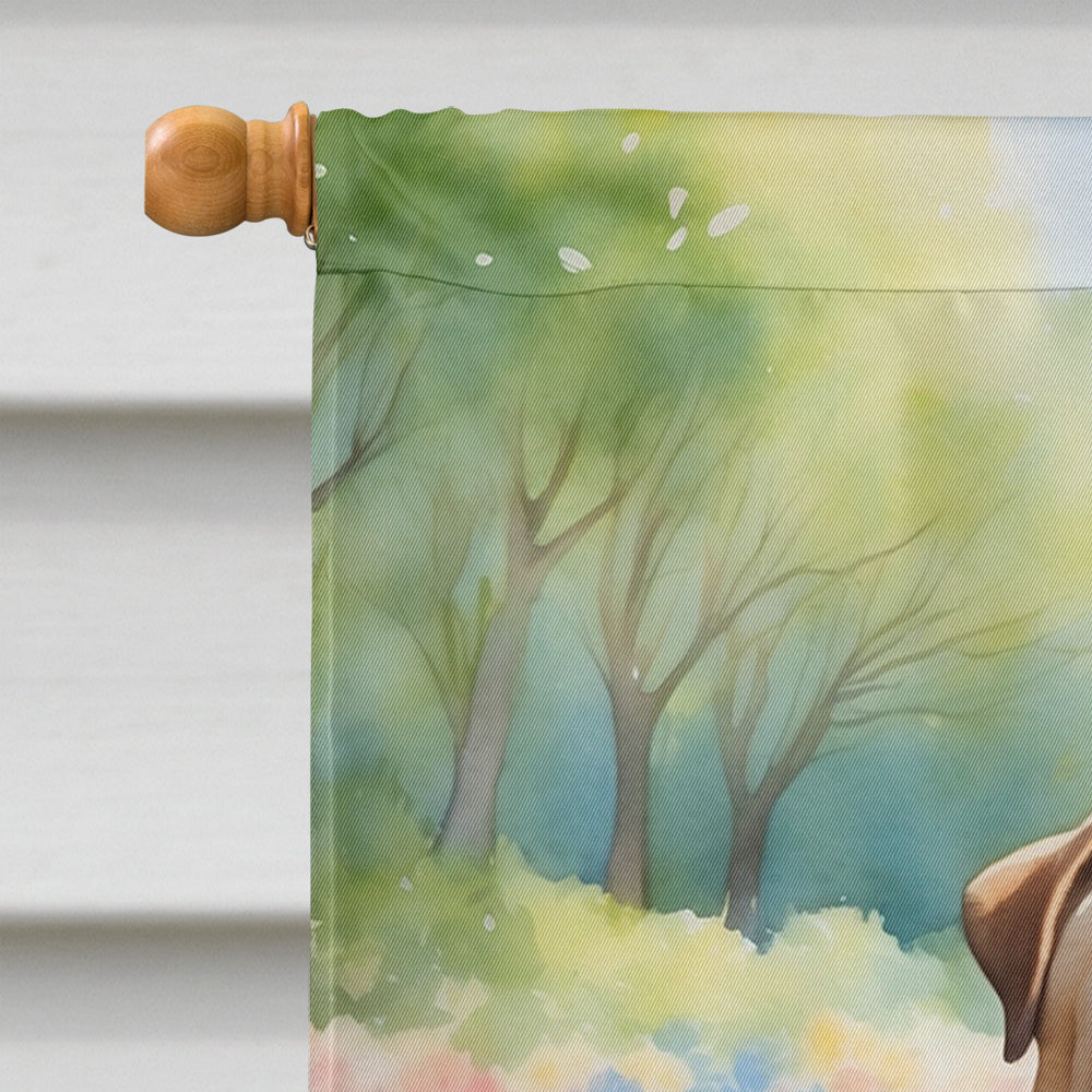 Shar Pei Spring Path House Flag 28x40 Porch Sleeve Pole Decorative Outside Yard Banner Artwork Wall Hanging, Polyester