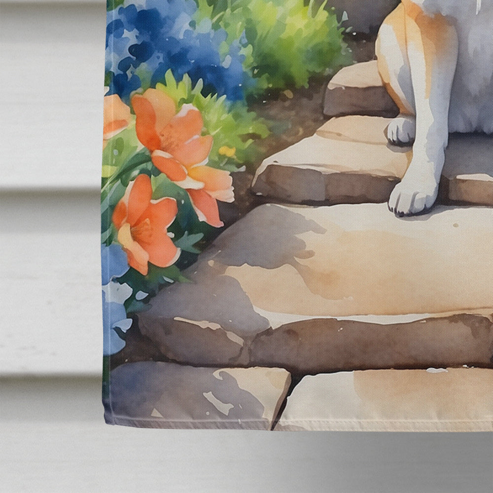 Shiba Inu Spring Path House Flag 28x40 Porch Sleeve Pole Decorative Outside Yard Banner Artwork Wall Hanging, Polyester