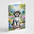 Shih Tzu Spring Path Greeting Cards Pack of 8 Blank Cards with Envelopes Whimsical A7 Size 5x7
