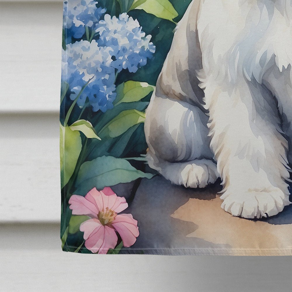 Shih Tzu Spring Path House Flag 28x40 Porch Sleeve Pole Decorative Outside Yard Banner Artwork Wall Hanging, Polyester