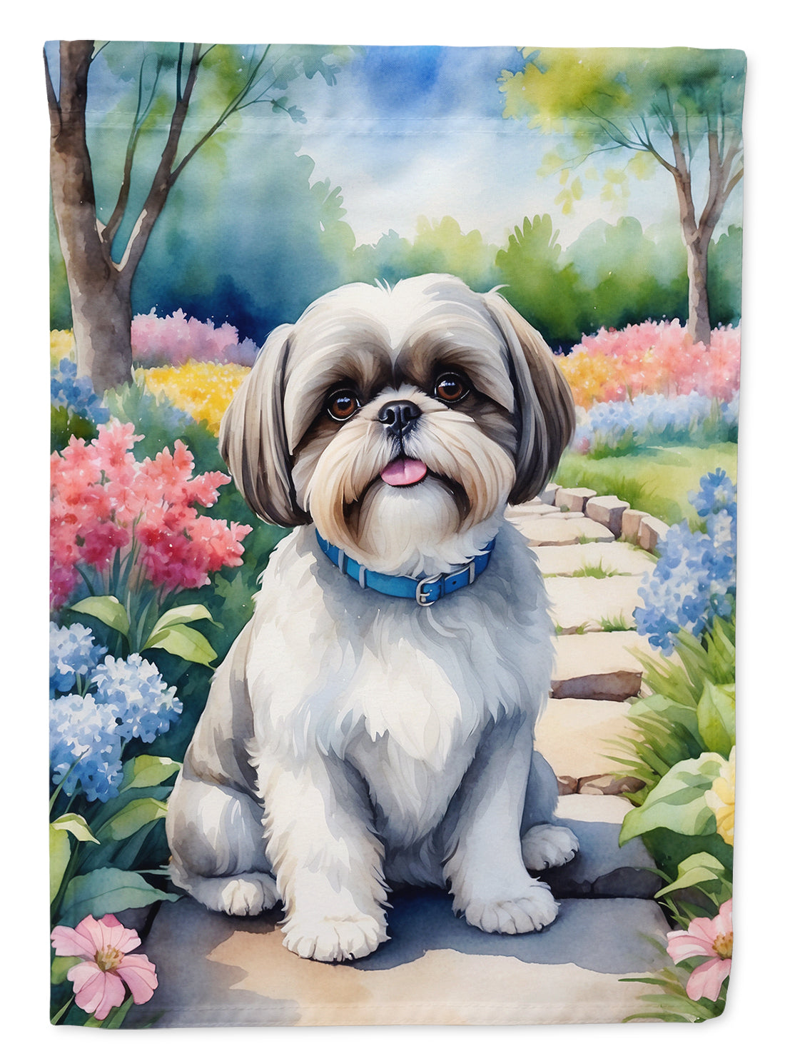 Shih Tzu Spring Path Garden Flag Mailbox Decorative Yard Banner Outside Patio Artwork for Flower Beds, Garden Size, Multicolor