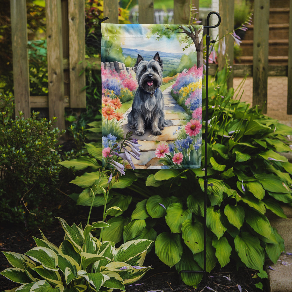 Skye Terrier Spring Path Garden Flag Mailbox Decorative Yard Banner Outside Patio Artwork for Flower Beds, Garden Size, Multicolor