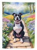 Staffordshire Bull Terrier Spring Path Garden Flag Mailbox Decorative Yard Banner Outside Patio Artwork for Flower Beds, Garden Size, Multicolor