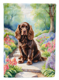 Sussex Spaniel Spring Path Garden Flag Mailbox Decorative Yard Banner Outside Patio Artwork for Flower Beds, Garden Size, Multicolor