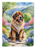 Tibetan Mastiff Spring Path House Flag 28x40 Porch Sleeve Pole Decorative Outside Yard Banner Artwork Wall Hanging, Polyester