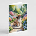Tibetan Spaniel Spring Path Greeting Cards Pack of 8 Blank Cards with Envelopes Whimsical A7 Size 5x7