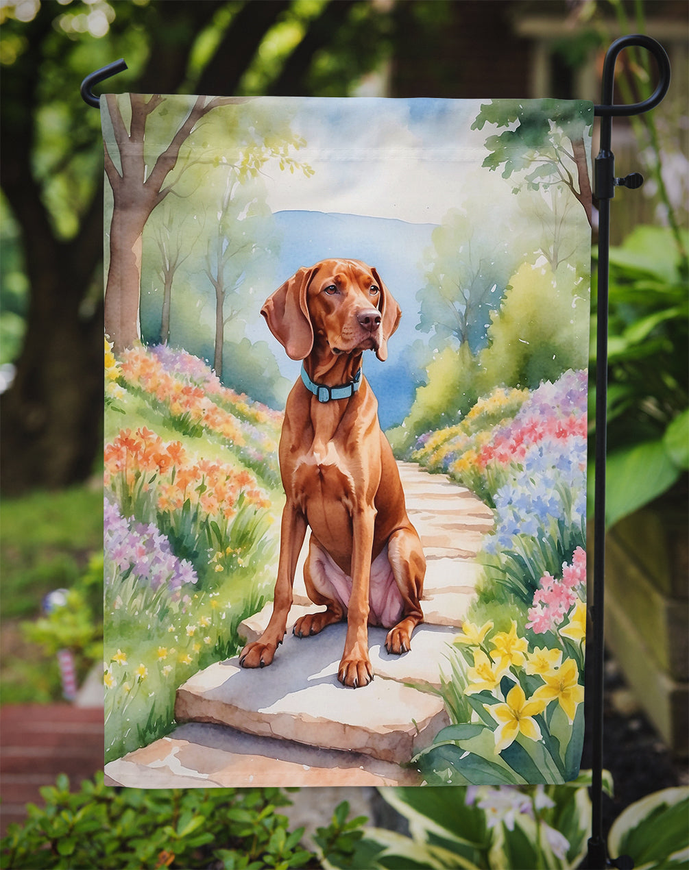Vizsla Spring Path Garden Flag Mailbox Decorative Yard Banner Outside Patio Artwork for Flower Beds, Garden Size, Multicolor