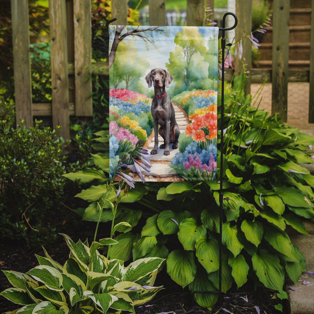 Weimaraner Spring Path Garden Flag Mailbox Decorative Yard Banner Outside Patio Artwork for Flower Beds, Garden Size, Multicolor