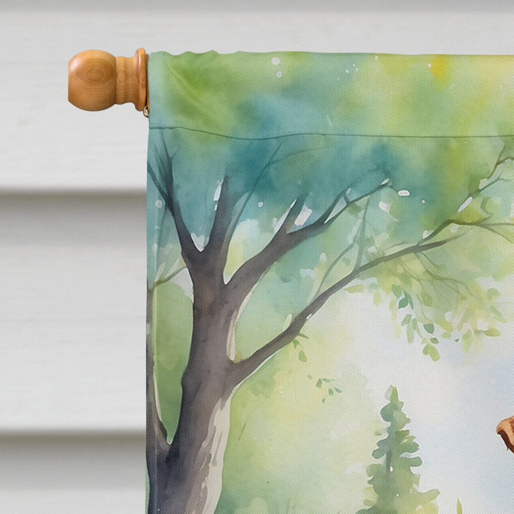 Welsh Terrier Spring Path House Flag 28x40 Porch Sleeve Pole Decorative Outside Yard Banner Artwork Wall Hanging, Polyester