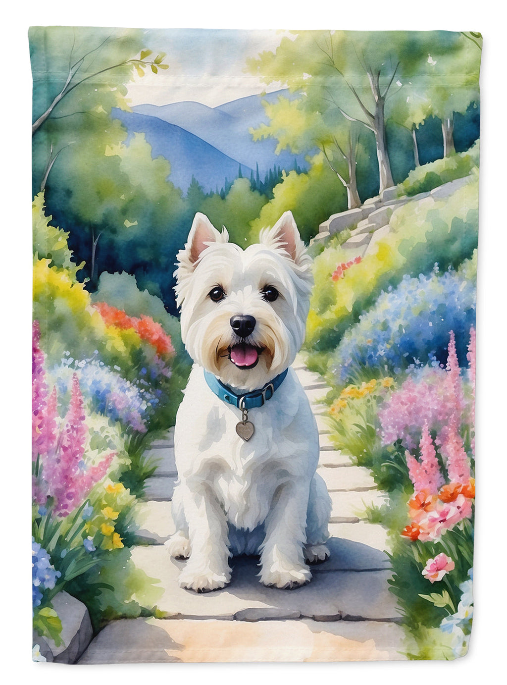 Westie Spring Path Garden Flag Mailbox Decorative Yard Banner Outside Patio Artwork for Flower Beds, Garden Size, Multicolor