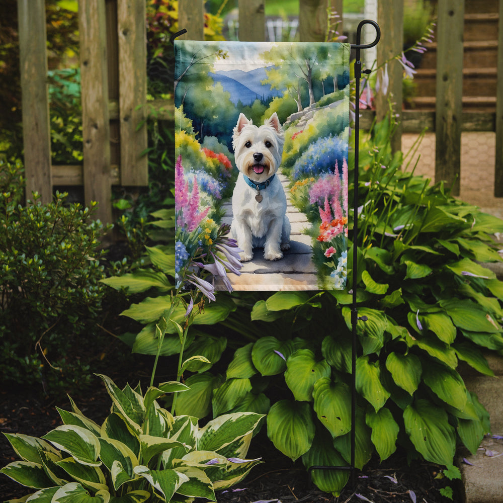 Westie Spring Path Garden Flag Mailbox Decorative Yard Banner Outside Patio Artwork for Flower Beds, Garden Size, Multicolor