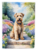 Wheaten Terrier Spring Path House Flag 28x40 Porch Sleeve Pole Decorative Outside Yard Banner Artwork Wall Hanging, Polyester