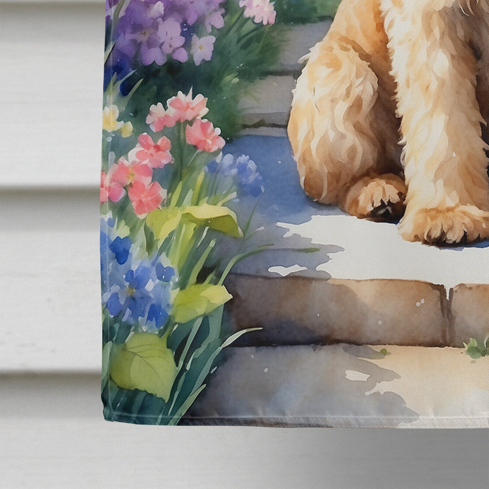 Wheaten Terrier Spring Path House Flag 28x40 Porch Sleeve Pole Decorative Outside Yard Banner Artwork Wall Hanging, Polyester