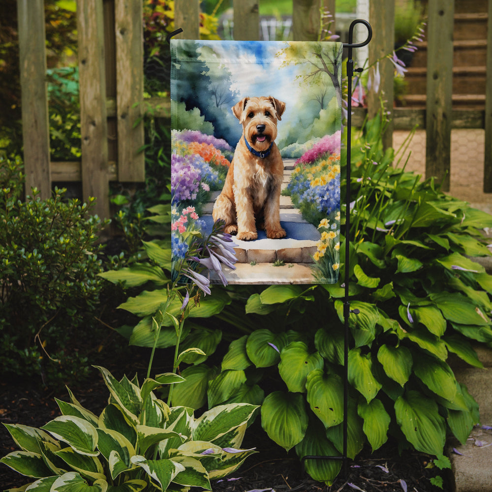 Wheaten Terrier Spring Path Garden Flag Mailbox Decorative Yard Banner Outside Patio Artwork for Flower Beds, Garden Size, Multicolor