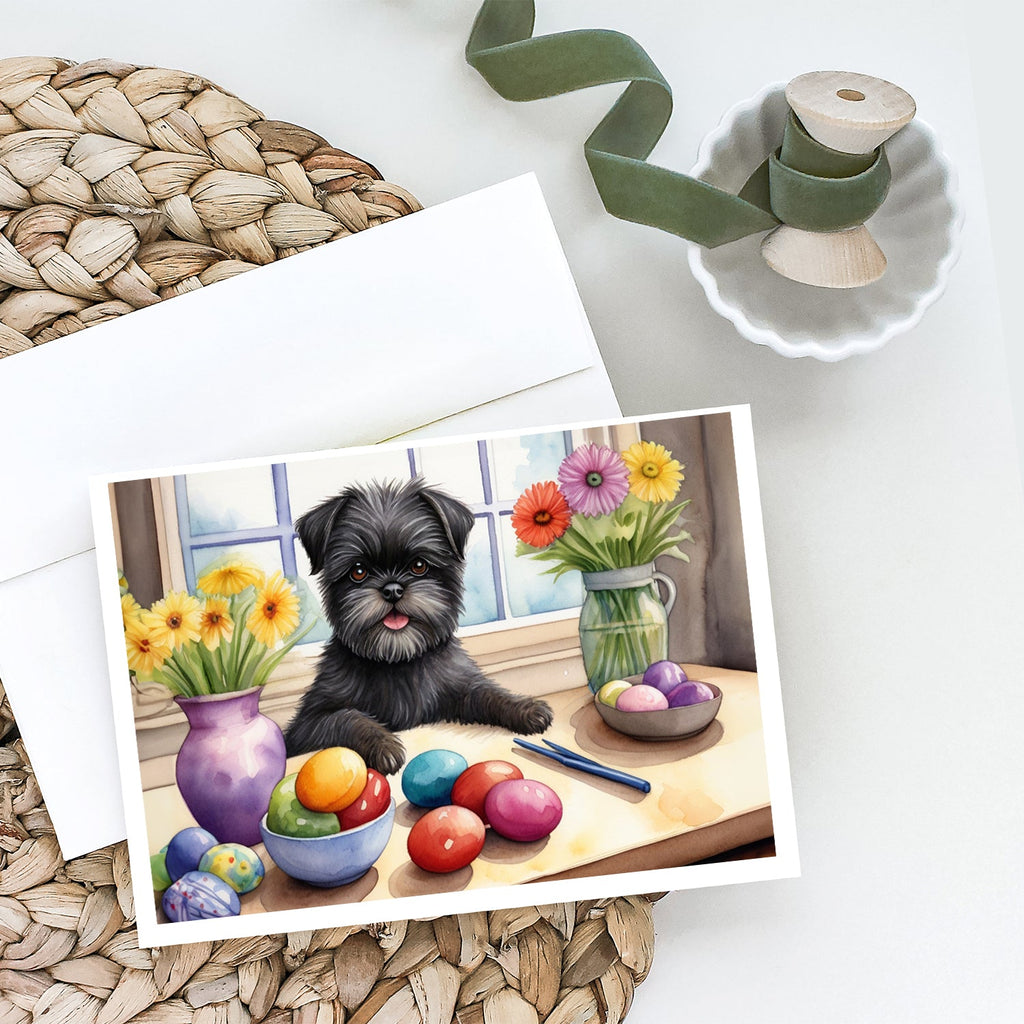 Decorating Easter Affenpinscher Greeting Cards Pack of 8 Blank Cards with Envelopes Whimsical A7 Size 5x7